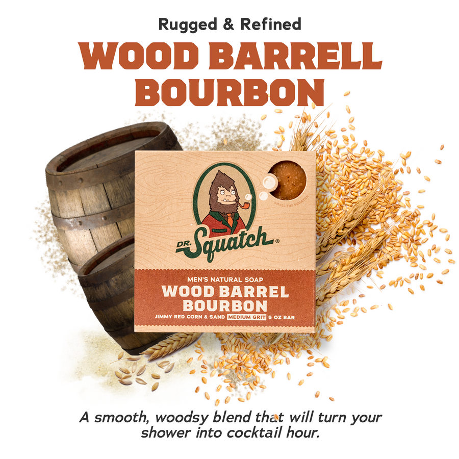 4-Pack Wood Barrel Bourbon Natural Bar Soap Z4