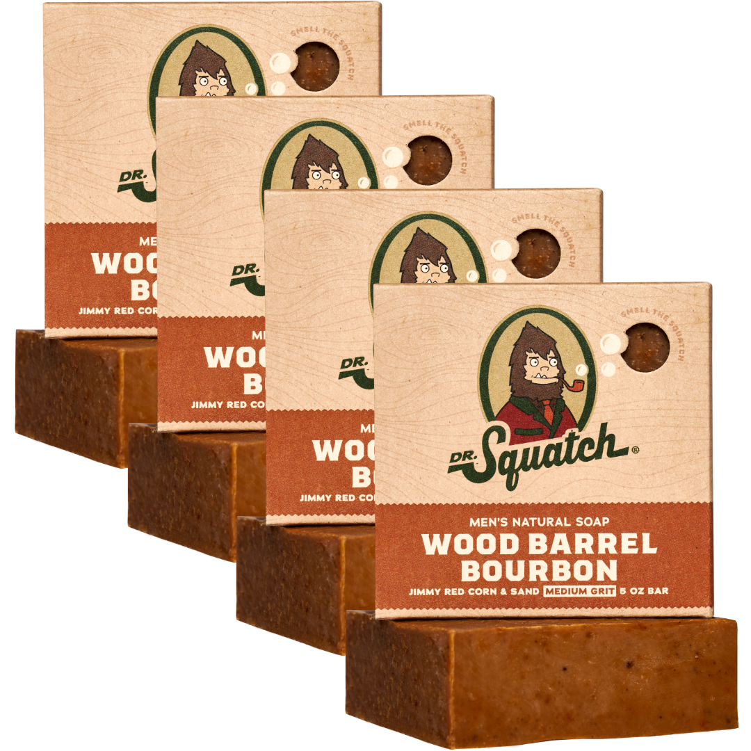 4-Pack Wood Barrel Bourbon Natural Bar Soap Z4